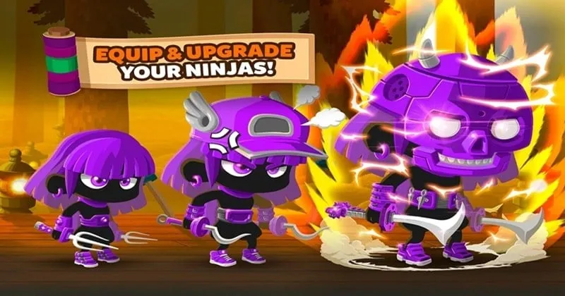 Personajes y combates en Ninja Dash Run.