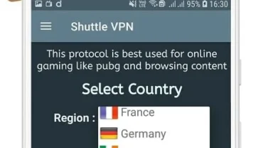 Shuttle VPN mod interface showing premium features