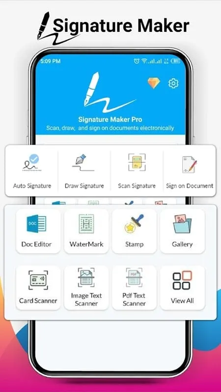 Interfaz del mod Signature Maker Creator mostrando funciones premium