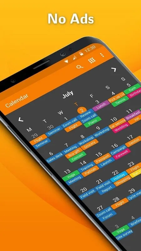 Simple Calendar Pro mod interface showing premium features