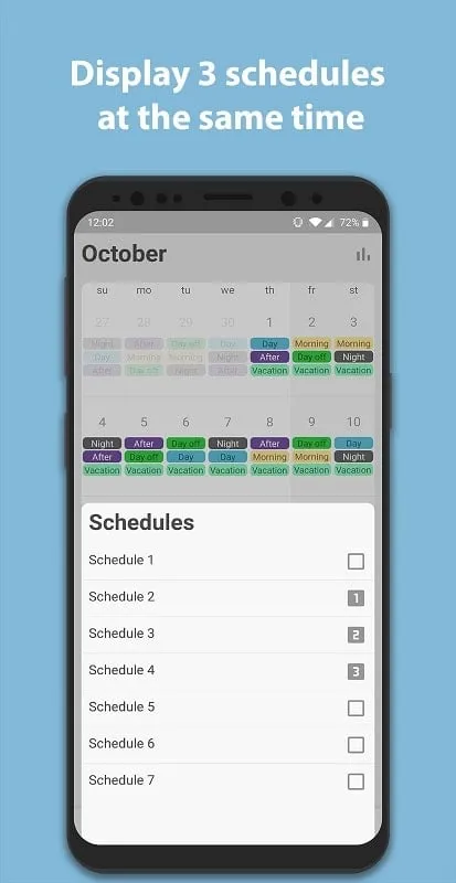 Simple Shift mod highlighting schedule planning