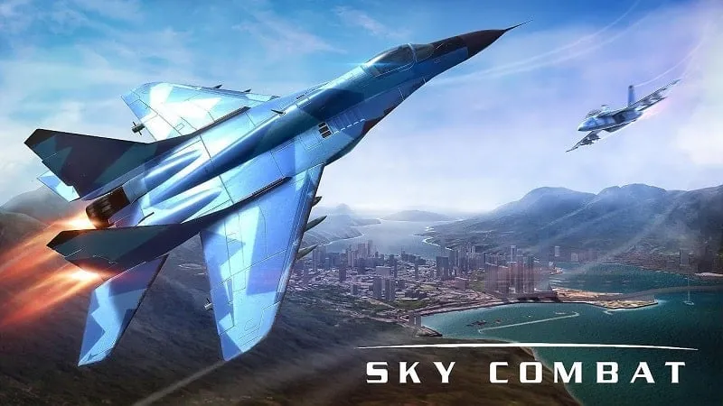 Sky Combat gameplay featuring aerial combat with fighter jets.