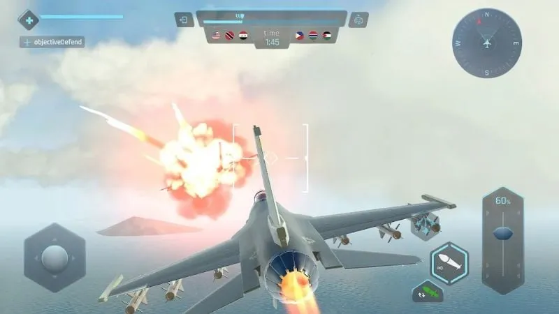 Sky Warriors gameplay screenshot showcasing the in-game menu and HUD.