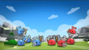 Slime warrior attacking enemy slimes in Slime Horde.