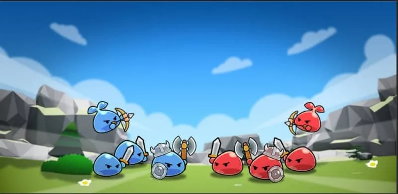 Slime warrior attacking enemy slimes in Slime Horde.