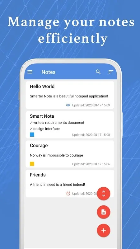 Smart Note mod interface showing premium features