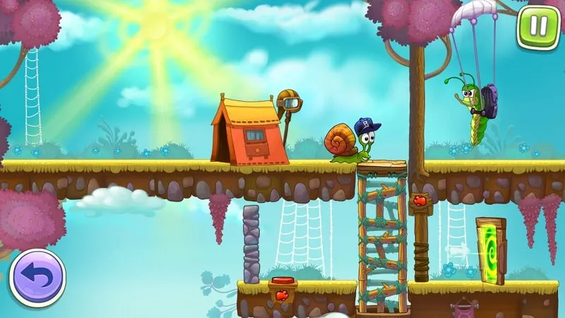 Snail navigating a complex puzzle in Snail Bob 3.