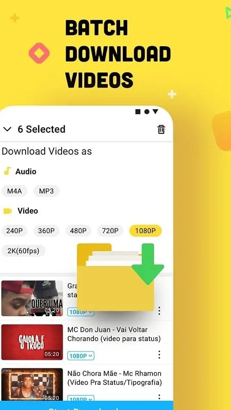 Tampilan antarmuka SnapTube Mod dengan fitur premium