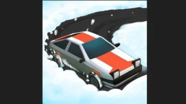 Snow Drift gameplay on a snowy track.