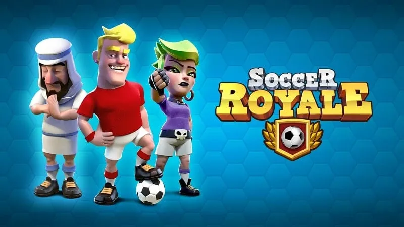 Soccer field with characters from Soccer Royale: Clash Games.