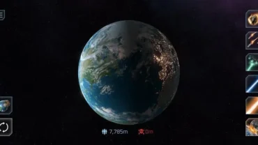 Solar Smash main screen displaying planet Earth.