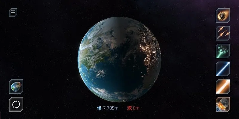 Solar Smash main screen displaying planet Earth.