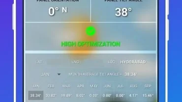 SolarCalc Pro interface with key features highlighted.