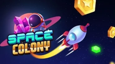 Space Colony main screen with various buildings and vehicles.