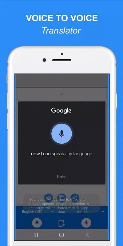 Speak and Translate language selection screen showcasing diverse options