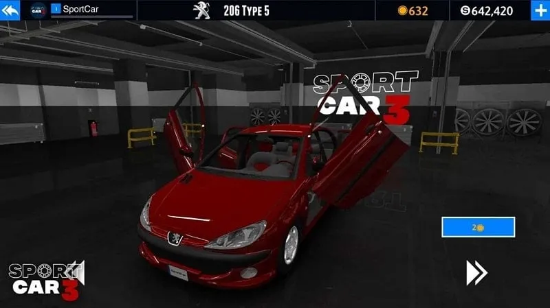 Sport car 3 gameplay showcasing a sports car driving through a city.