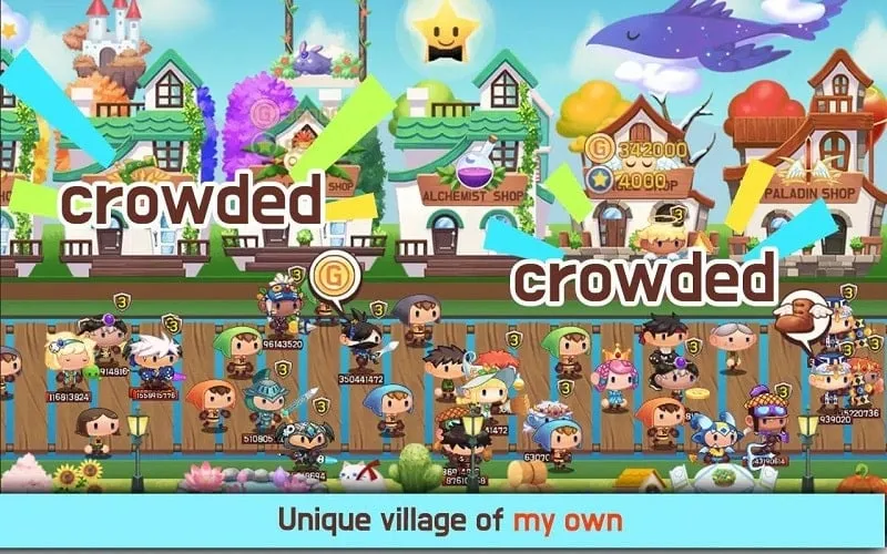 Starting screen of Tap Town on an Android phone.