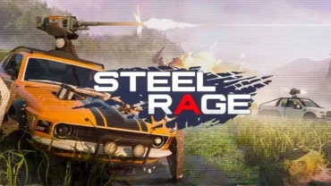 Steel Rage gameplay screenshot showing intense vehicular combat.