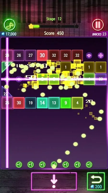 Step-by-step guide showcasing the installation process of the Bricks Melody Balls mod on an Android device.