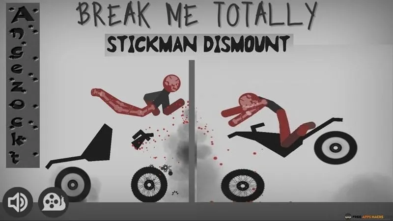 Gameplay Stickman Dismounting dengan uang tak terbatas.