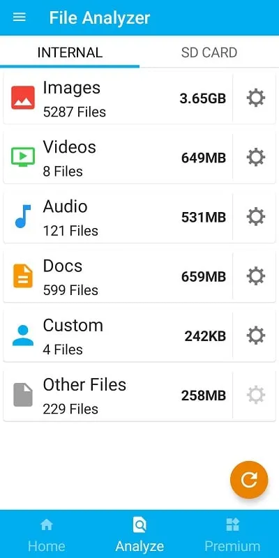 Storage Space mod displaying detailed file information