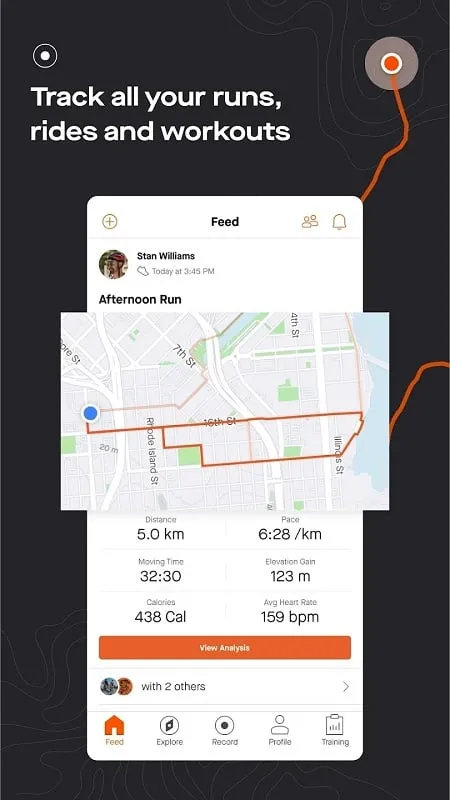 Strava mod interface showing premium features