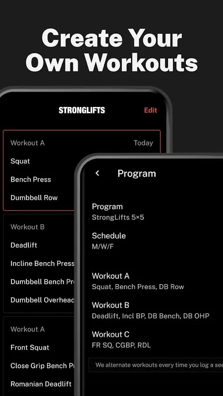 Menu de configurações do StrongLifts Weight Lifting Log Mod APK