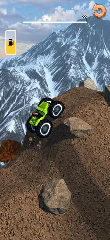 Successfully navigating a challenging rock formation in Rock Crawler.