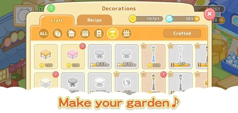 Sumikkogurashi Farm gameplay screenshot displaying character interactions and customization options.