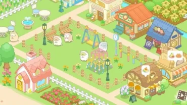 Sumikkogurashi Farm gameplay screenshot showing the farm area and characters.