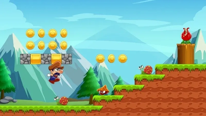 Super Bino Go gameplay on Android device.