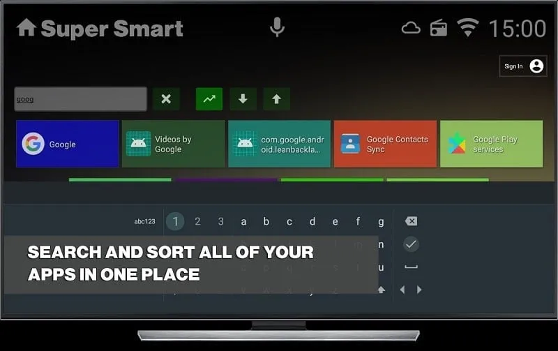 Super Smart TV Launcher user interface