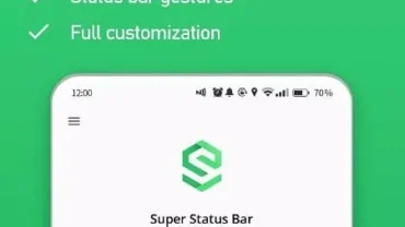 Super Status Bar mod interface showing premium features