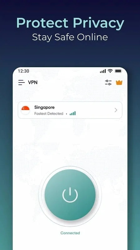 Interfaz del mod de Surge VPN mostrando las funciones premium