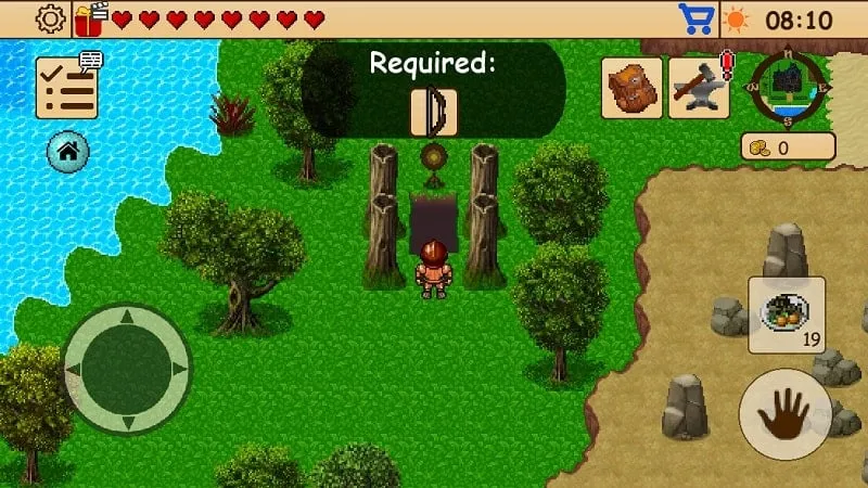 Survival RPG 4 character exploring a dungeon environment with various items and obstacles.