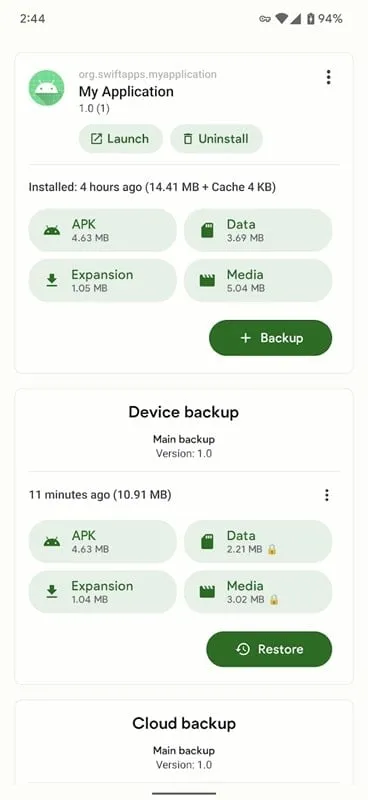 Swift Backup mod message and call backup