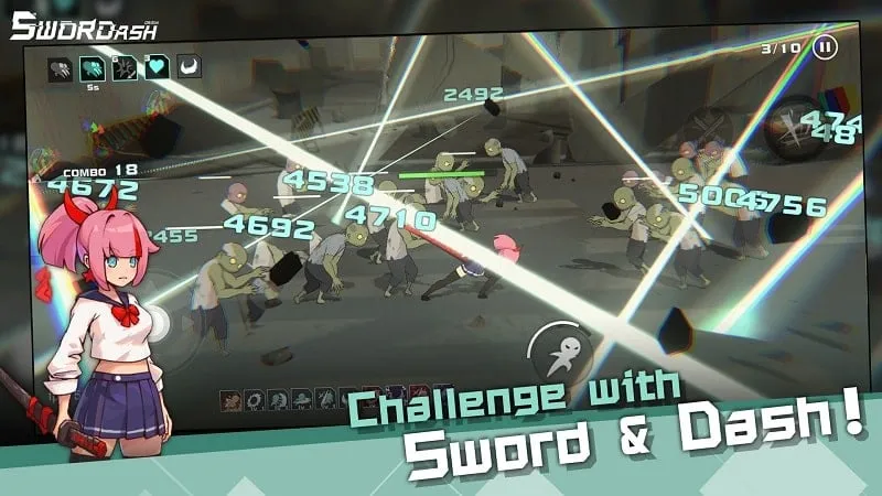 Swordash gameplay screenshot featuring the female character.