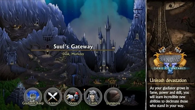 Swords and Sandals 5 Redux gameplay screenshot showing combat.