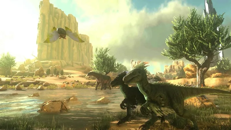 Taming dinosaurs in ARK Ultimate Mobile Edition.