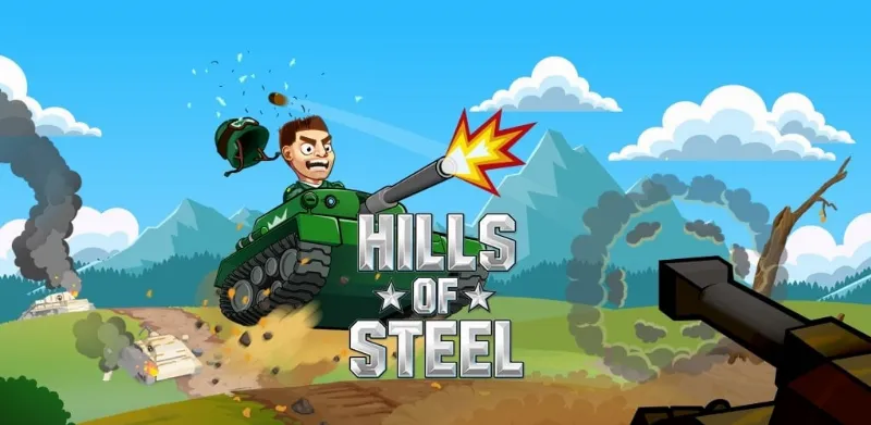 Tank battling on a hill in Hills of Steel.