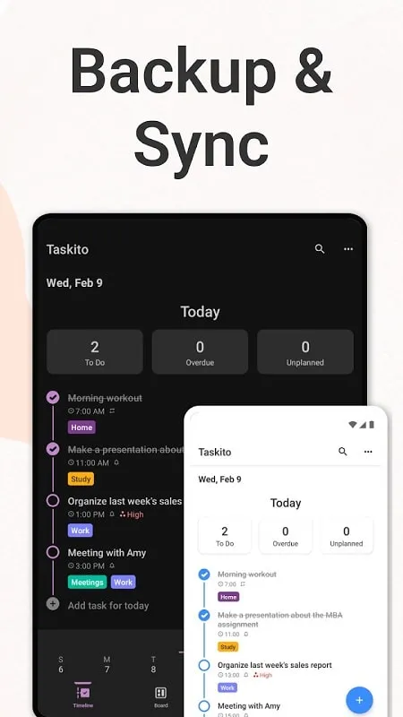 Taskito MOD APK đồng bộ hóa dữ liệu trên nhiều thiết bị