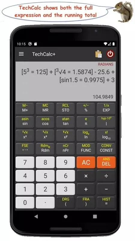 TechCalc mod interface showing premium features