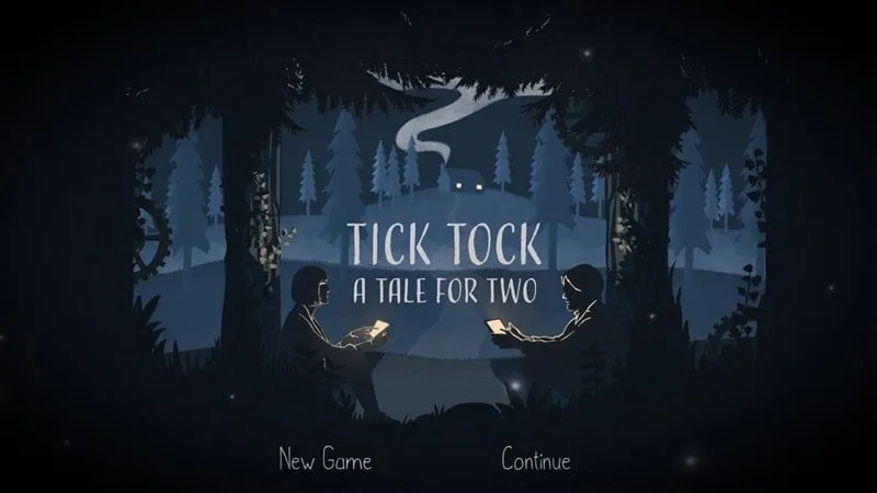 The main menu of Tick Tock: A Tale for Two, showcasing the game's unique art style.