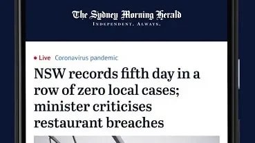 The Sydney Morning Herald mod interface showing premium features