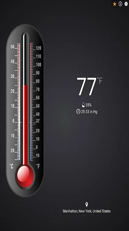 Thermometer mod displaying temperature in Fahrenheit