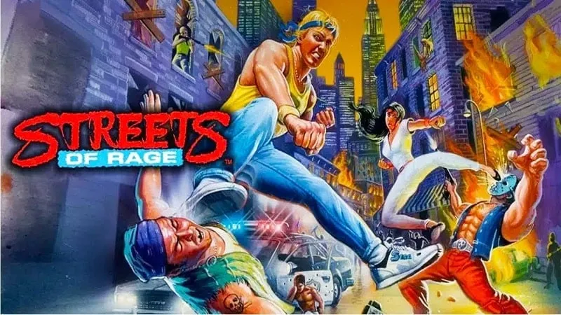 Three characters from Streets of Rage Classic in a fighting stance.