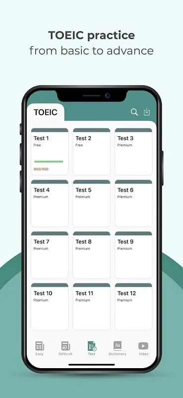 TOEIC practice test interface in Easy English News TODAI mod