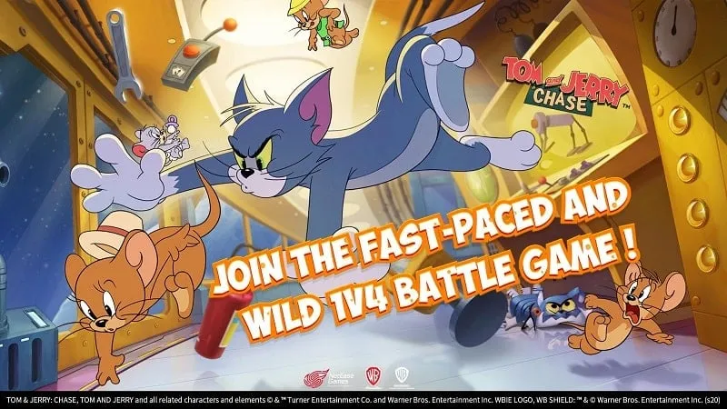 Tom and Jerry gameplay screen showing characters running.