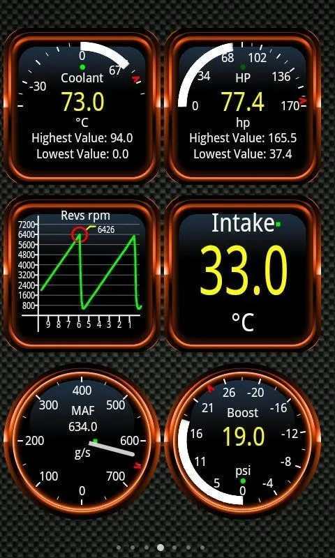 Torque Pro displaying real-time vehicle data