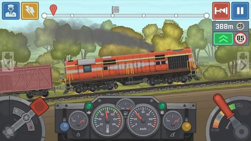 Train driving interface in Train Simulator 2D.